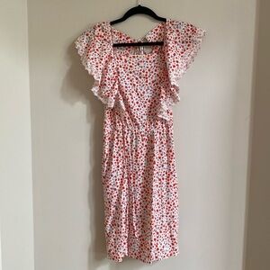 Red Floral ruffle dress